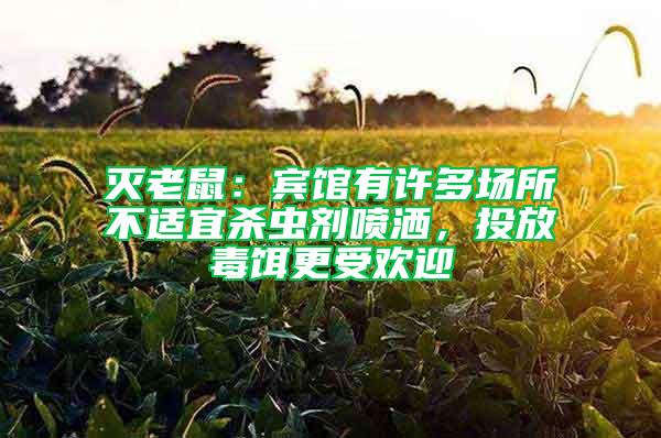 滅老鼠：賓館有許多場所不適宜殺蟲劑噴灑，投放毒餌更受歡迎