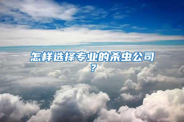 怎樣選擇專業(yè)的殺蟲公司？