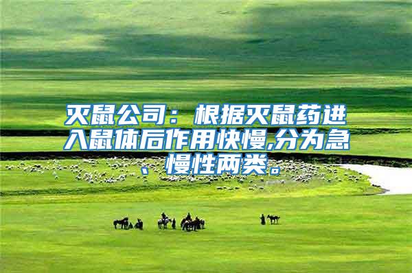 滅鼠公司：根據滅鼠藥進入鼠體后作用快慢,分為急、慢性兩類。