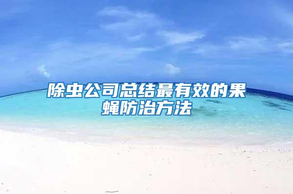 除蟲公司總結最有效的果蠅防治方法